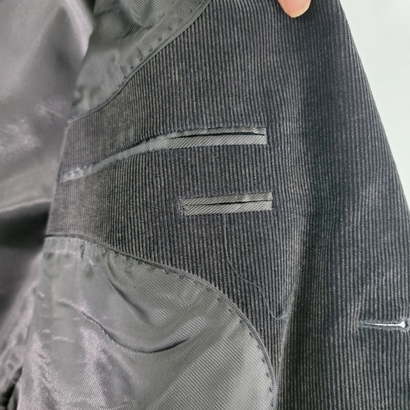 Alan Flusser Men's Black Corduroy Sport Coat Sz 44R Two Button Single Breasted - Picture 10 of 12